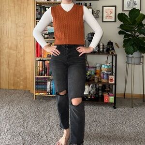 academia burnt orange sweater vest FITS LIKE A MEDIUM